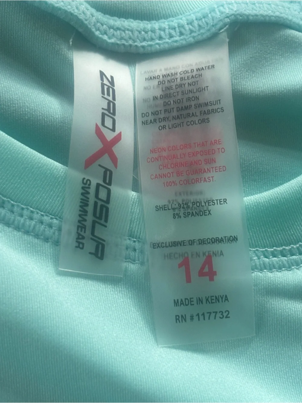 Girls ZeroXposur Long Sleeve Rashguard Top Size 14 NWOT